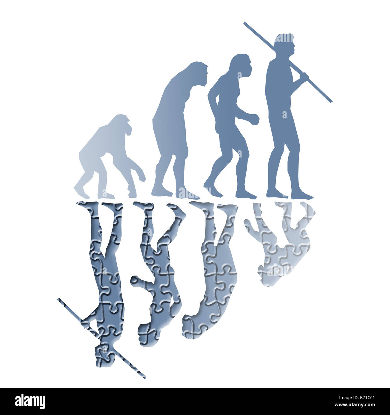 Un jeu conceptuel sur la théorie de l'évolution. Banque D'Images