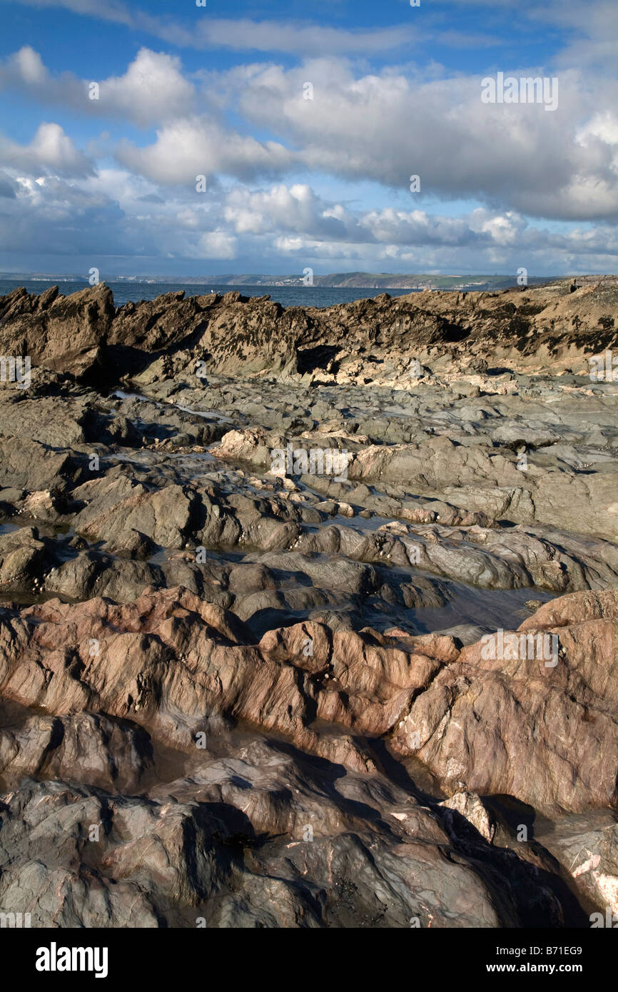 Vue vers Cornwall whitsand bay Banque D'Images