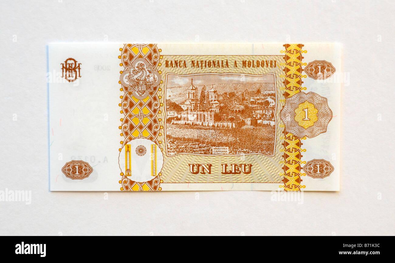 Moldova un 1 Leu Bank Note Banque D'Images