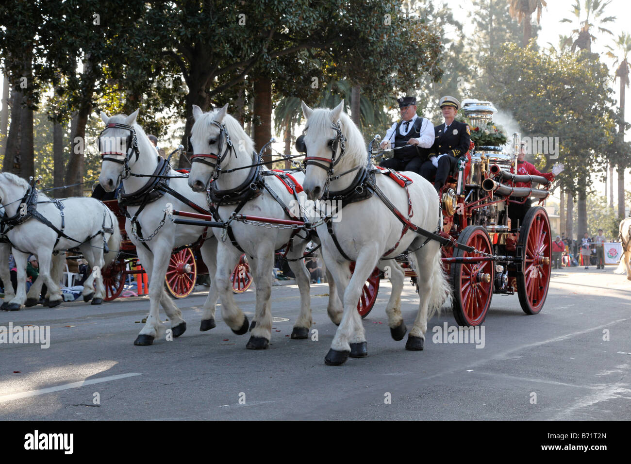 Cheval de feu Antique Rose Parade moteur New Years day Pasadena California USA Banque D'Images