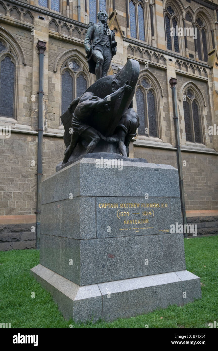 Monument à Capitaine Matthew Flinders RN célèbre navigateur à Melbourne Banque D'Images