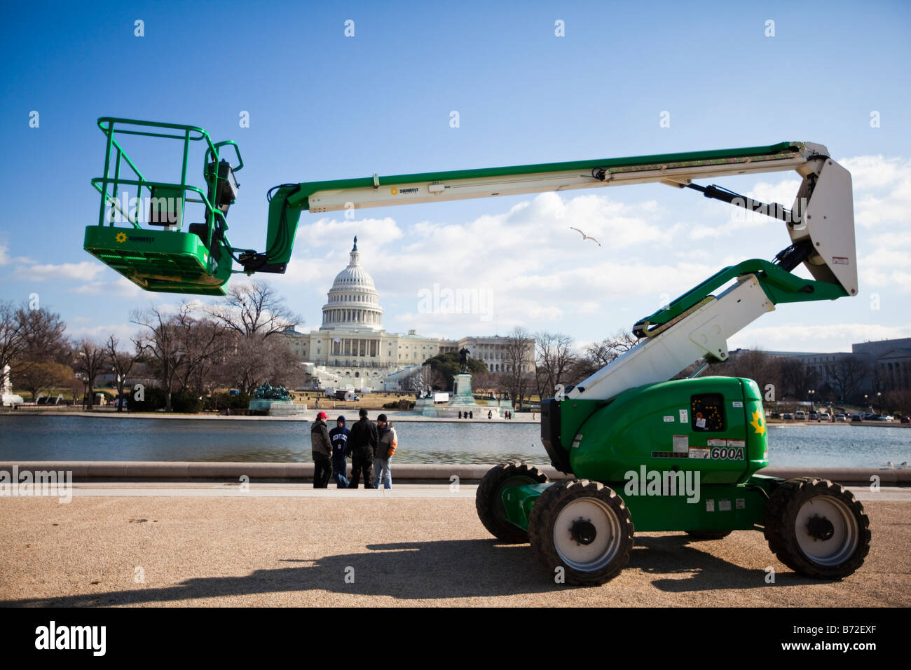 Préparation de la 56e Cérémonie d'investiture devant le Capitole à Washington DC, qui aura lieu le 20 janvier 2009. Banque D'Images