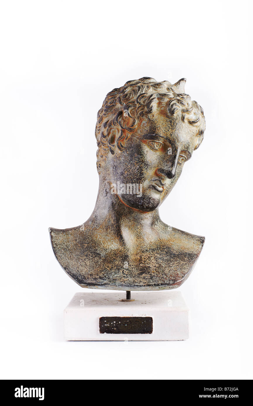 La sculpture classique romain grec Buste de jeune homme Banque D'Images