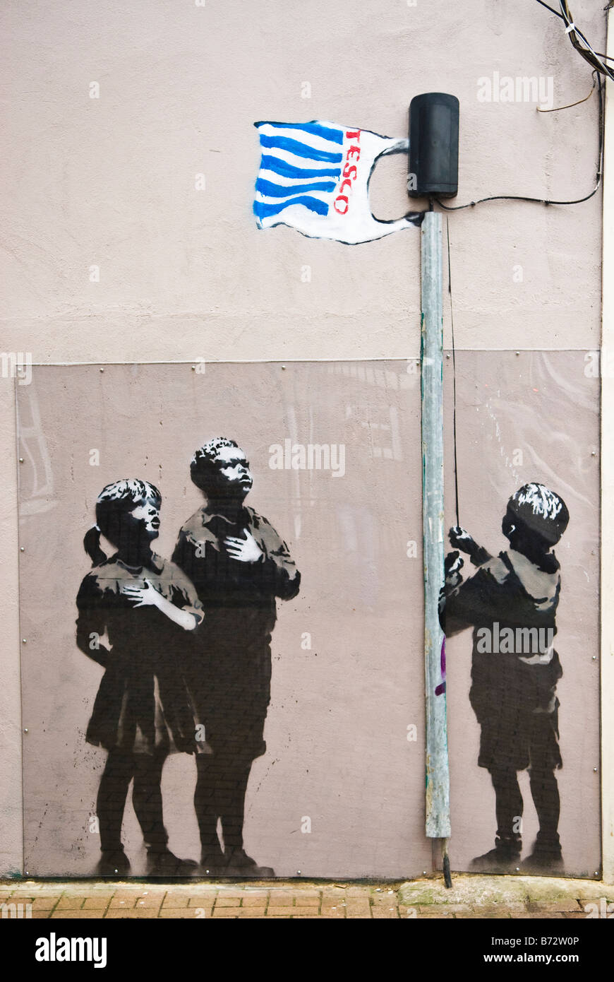 Graffiti Banksy - Tesco flag Banque D'Images