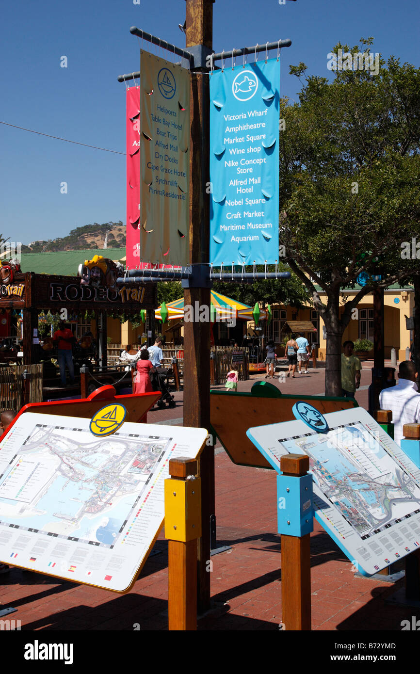 Carte d'information en place du marché V&A Waterfront Cape town afrique du sud Banque D'Images
