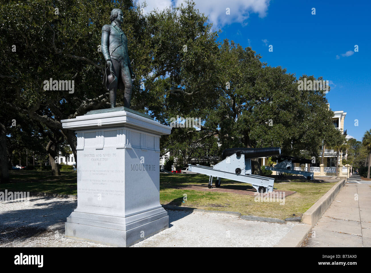 Statue du général William Moultrie à White Point Gardens, Charleston, Caroline du Sud, USA Banque D'Images