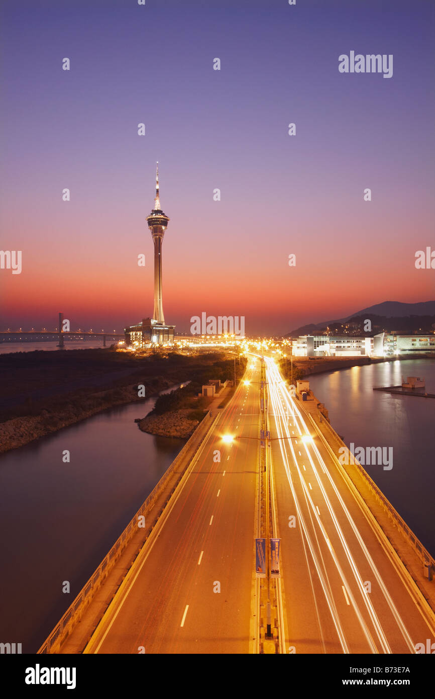 La Tour de Macau au coucher du soleil Banque D'Images