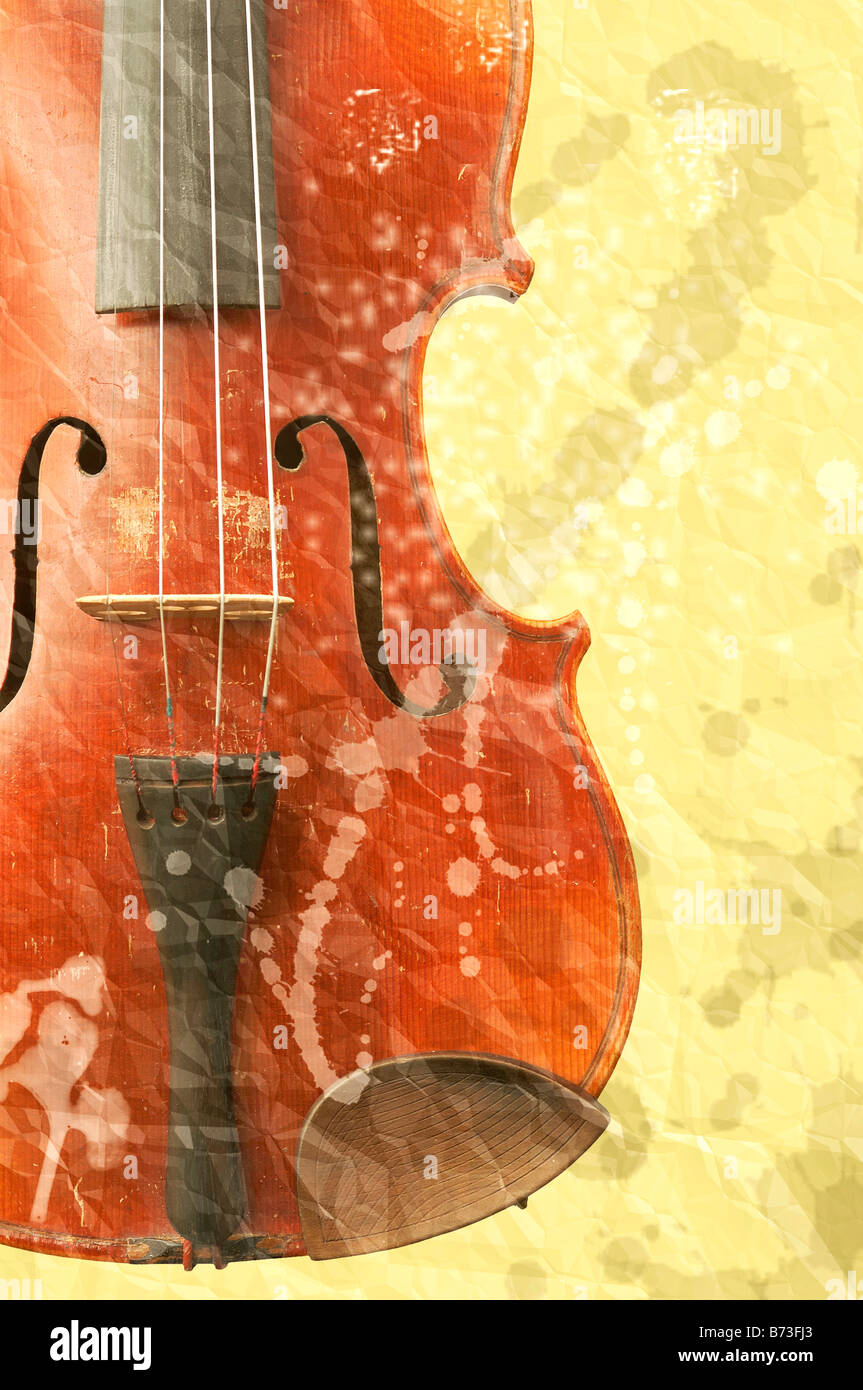 Arrière-plan de la musique avec de vieux violon en grunge style - musique classique Banque D'Images