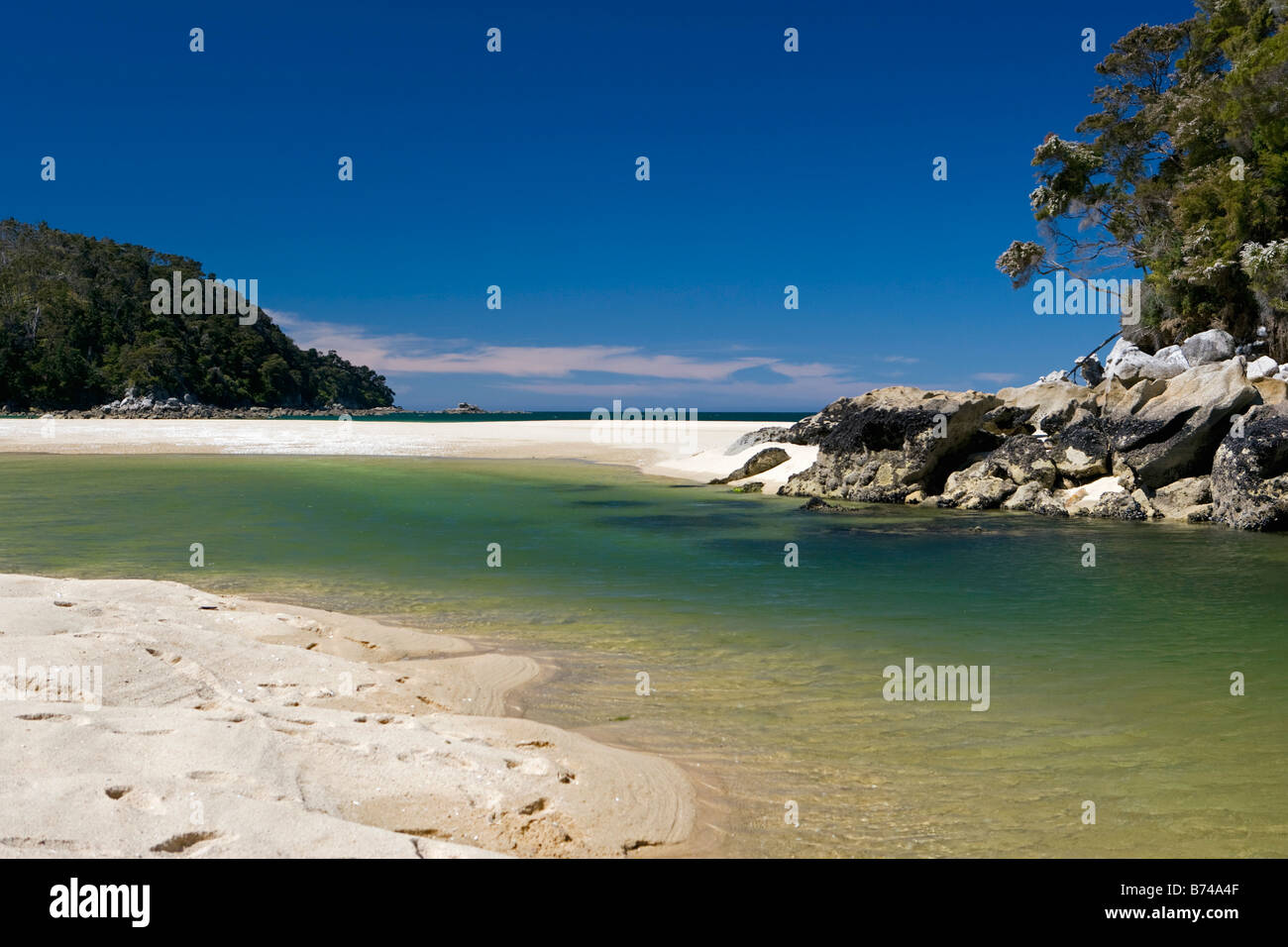 Nouvelle Zélande, île du Sud, parc national Abel Tasman. Lagon. Banque D'Images