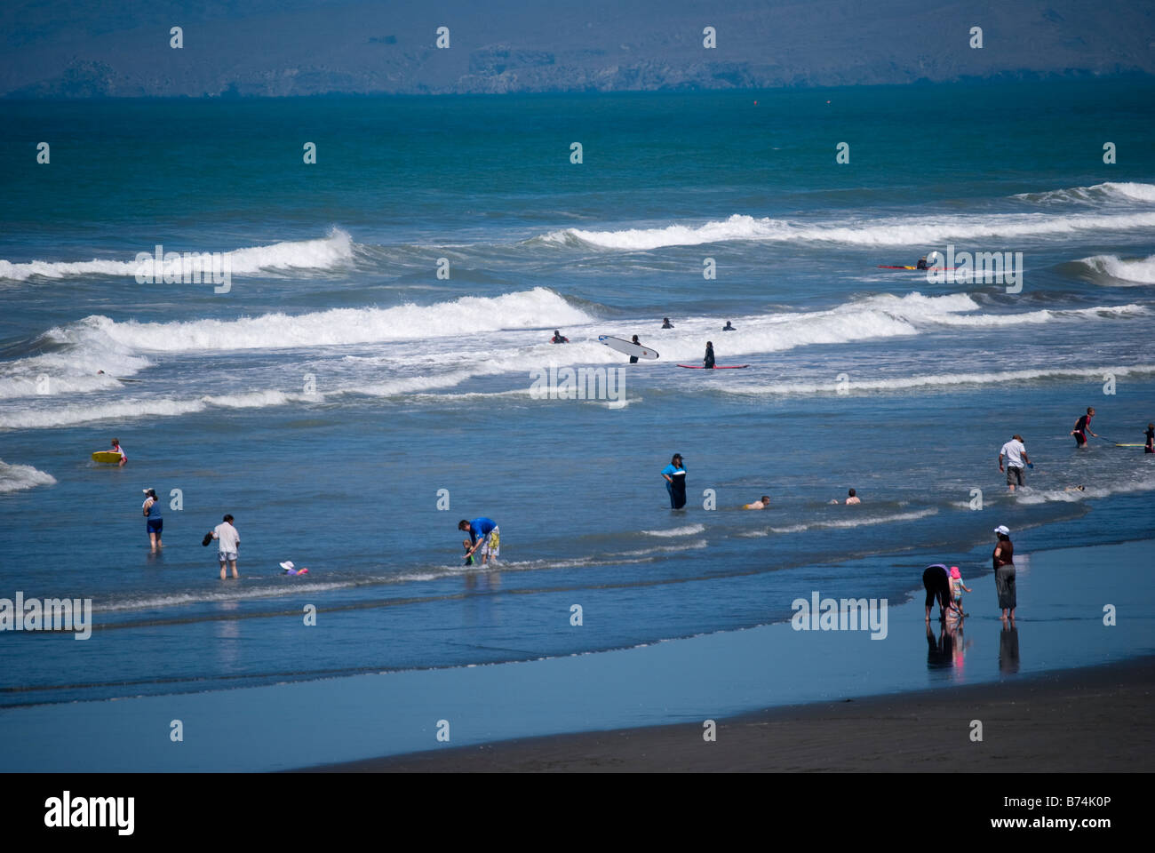 La plage de Brighton, New Brighton, Christchurch, Canterbury, Nouvelle-Zélande Banque D'Images