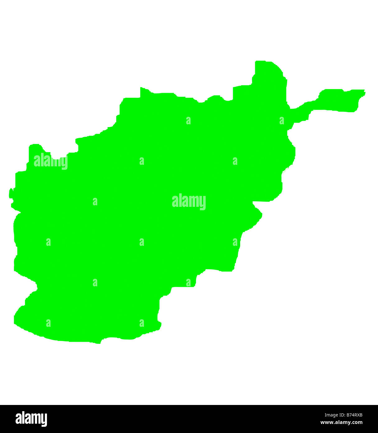 République islamique d'Afghanistam contour plan en vert isolé sur fond blanc Banque D'Images