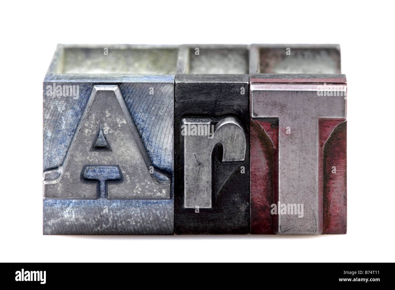 Le mot Art dans les vieux blocs typographie isolé sur fond blanc Banque D'Images