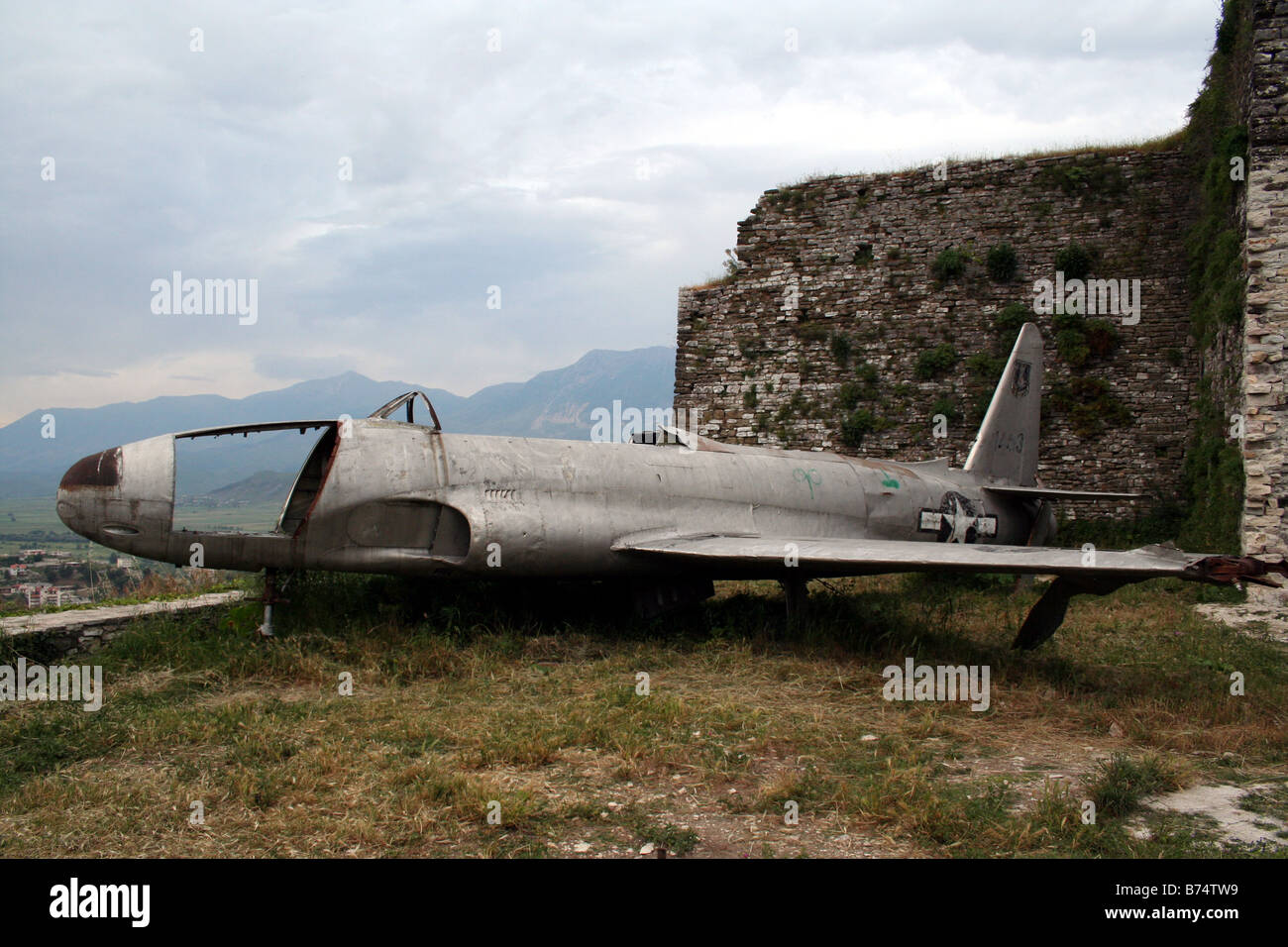 Avion américain/jet au château/citadelle de Gjirokastra en Albanie Banque D'Images