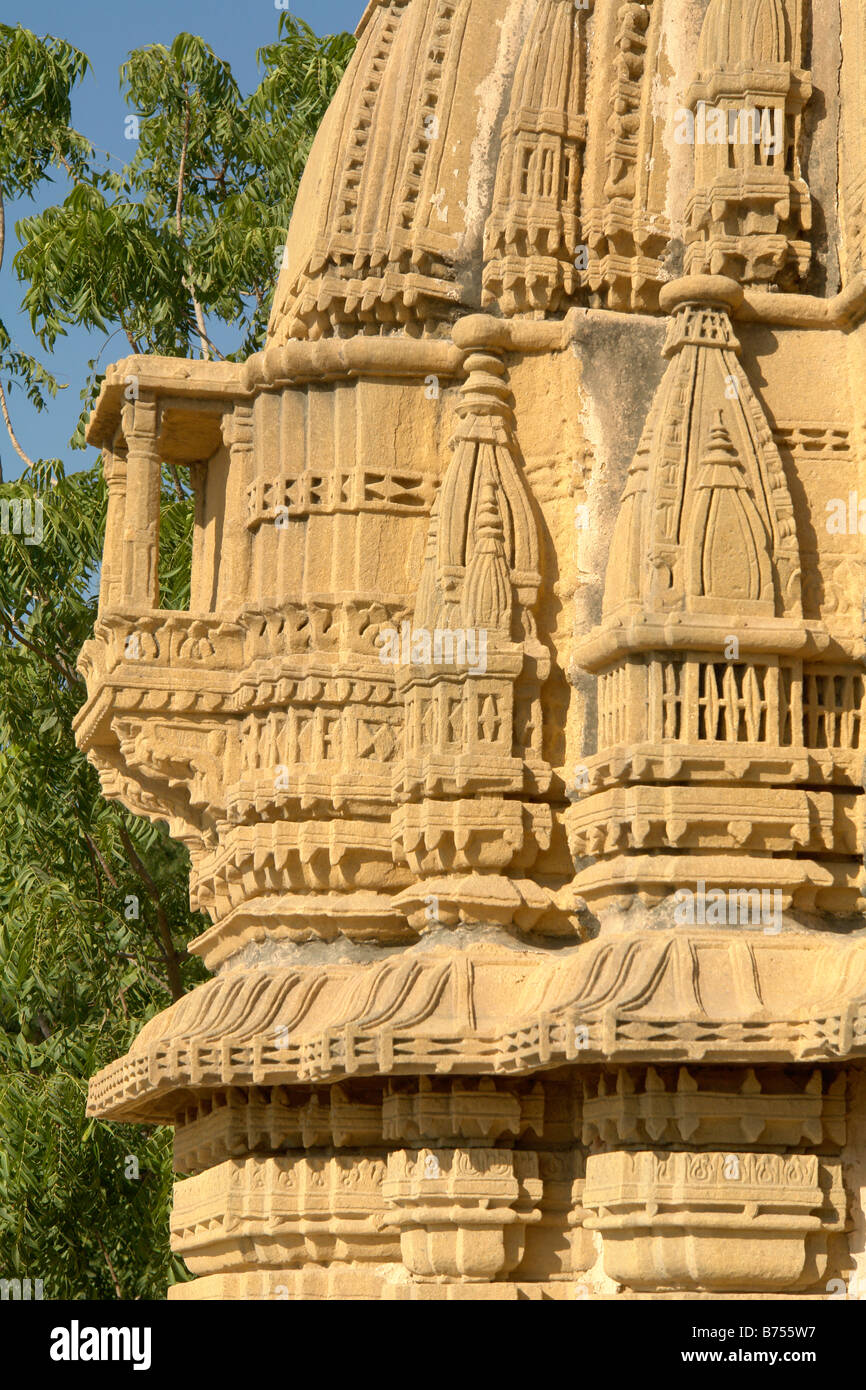 Jain temple détail gadisar lake jaisalmer Banque D'Images