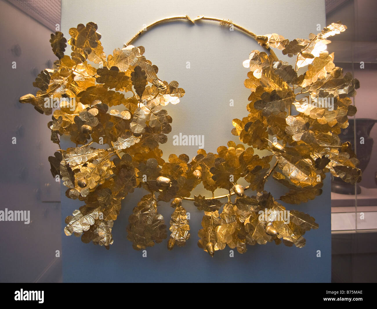 Couronne de chêne doré avec abeille et deux cigadas hellénistique environ 350-300 av. J.-C. De la région de Dardanelles. British Museum Banque D'Images