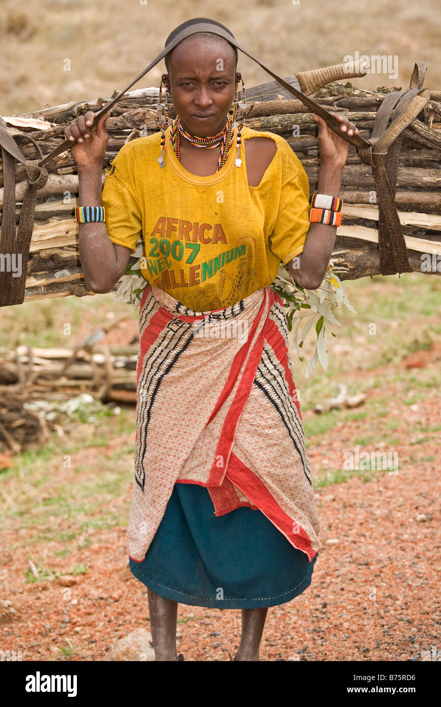 Transporter le bois le Masai Mara Kenya rural Sud Banque D'Images