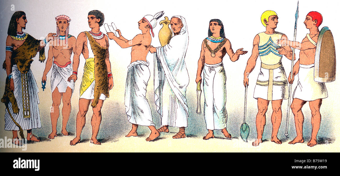 Des prêtres égyptiens et des guerriers Banque D'Images