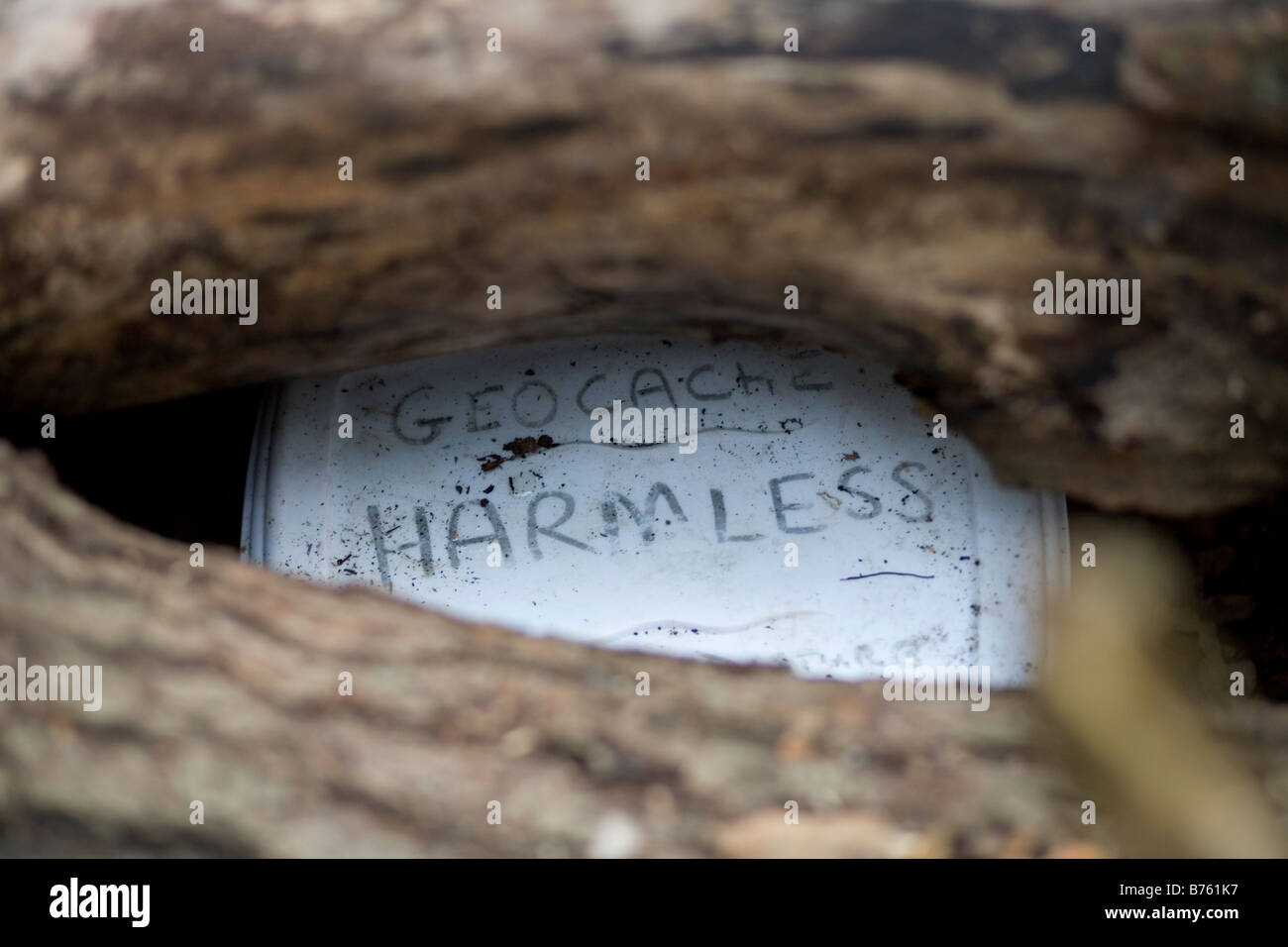 Boîte à trésor trésor trouvé dans la campagne sous une pile de journaux Banque D'Images