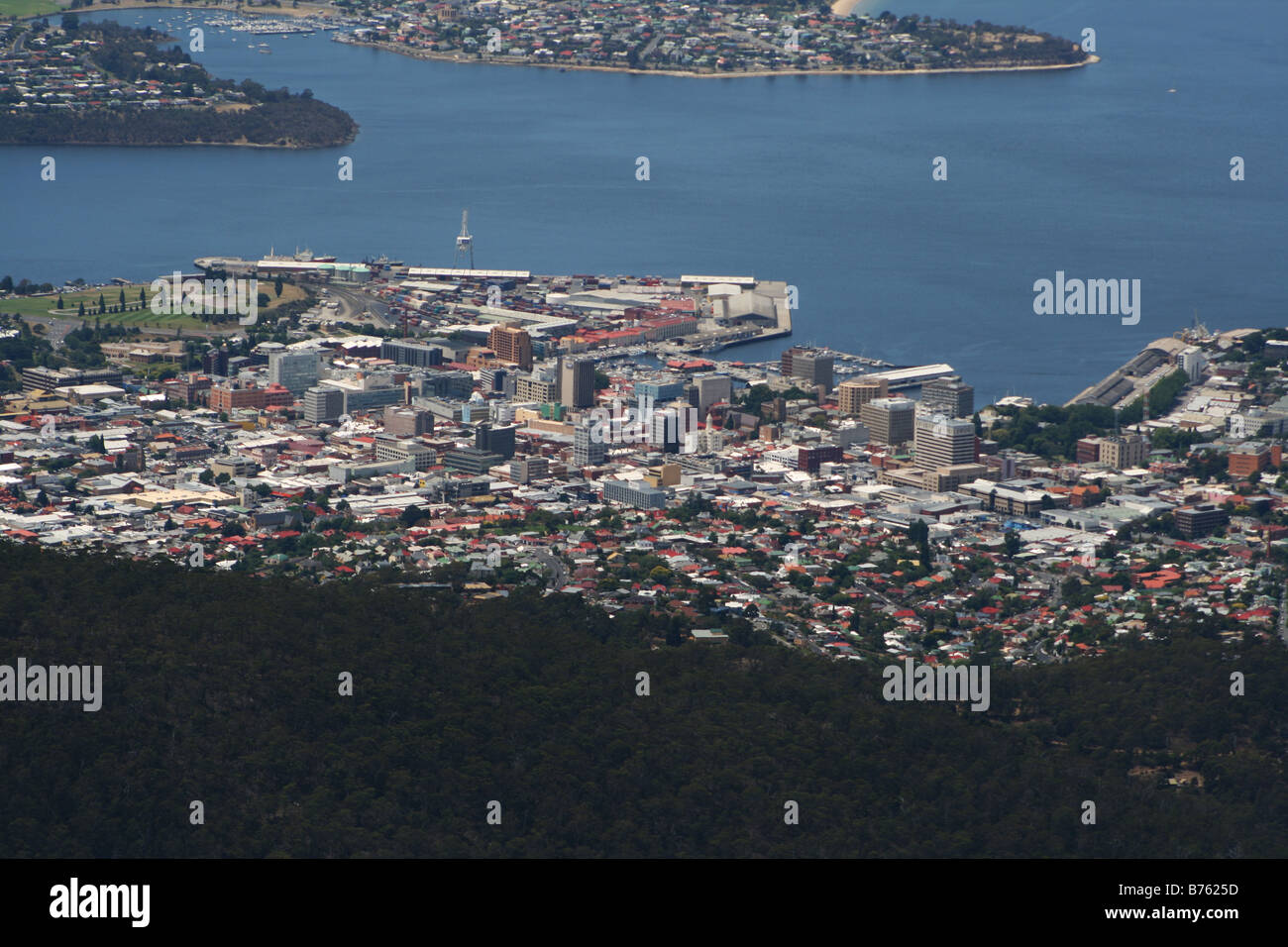 La ville de Hobart, vu du Mont Wellington Banque D'Images
