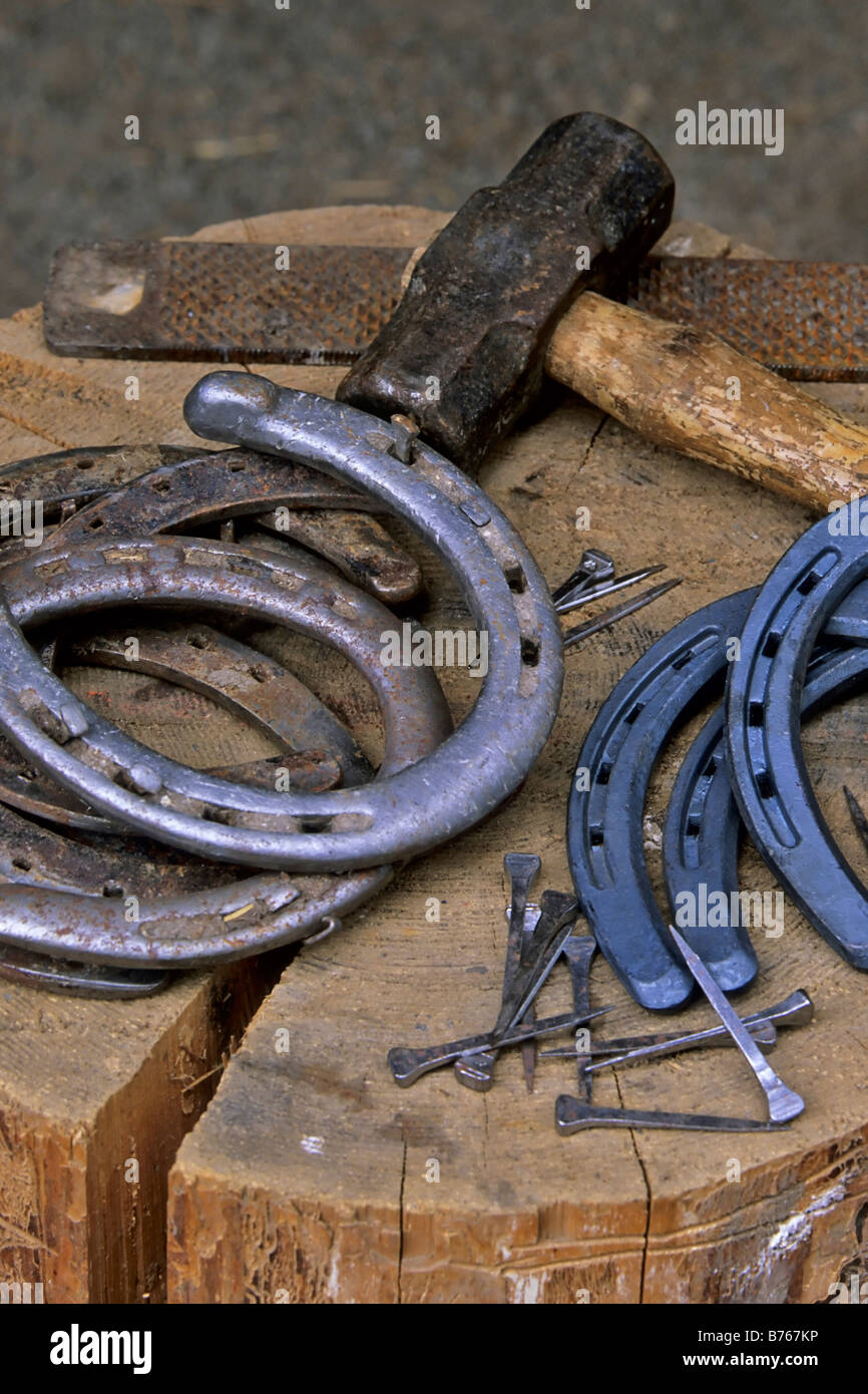 Horseshoe amboss fichier oregeon marteau enclume horseshoe usa détail fichier close up : artisanat Banque D'Images