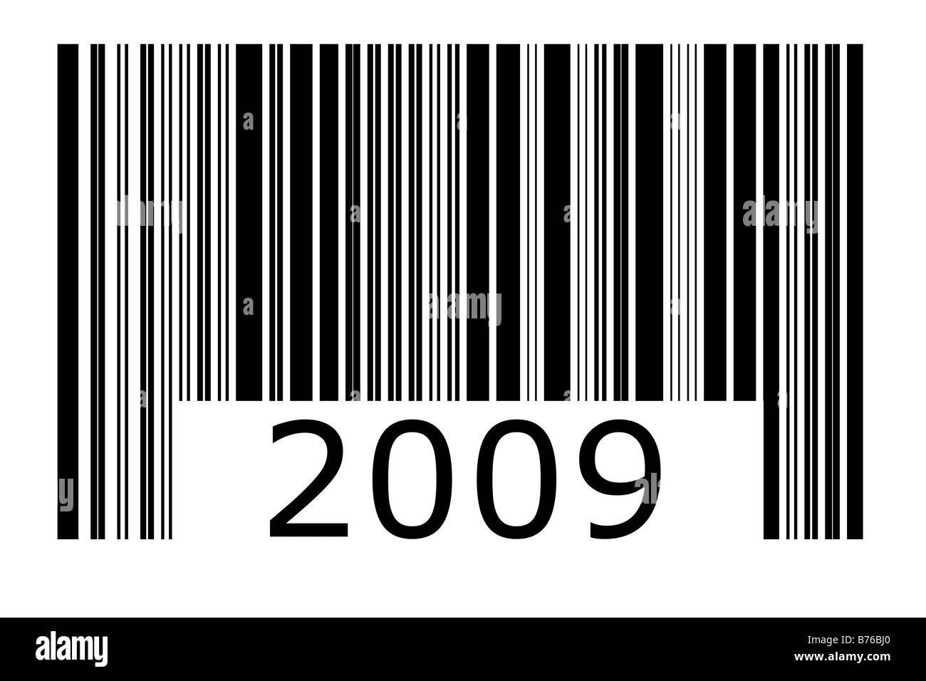 Code-barres 2009 en noir et blanc Banque D'Images