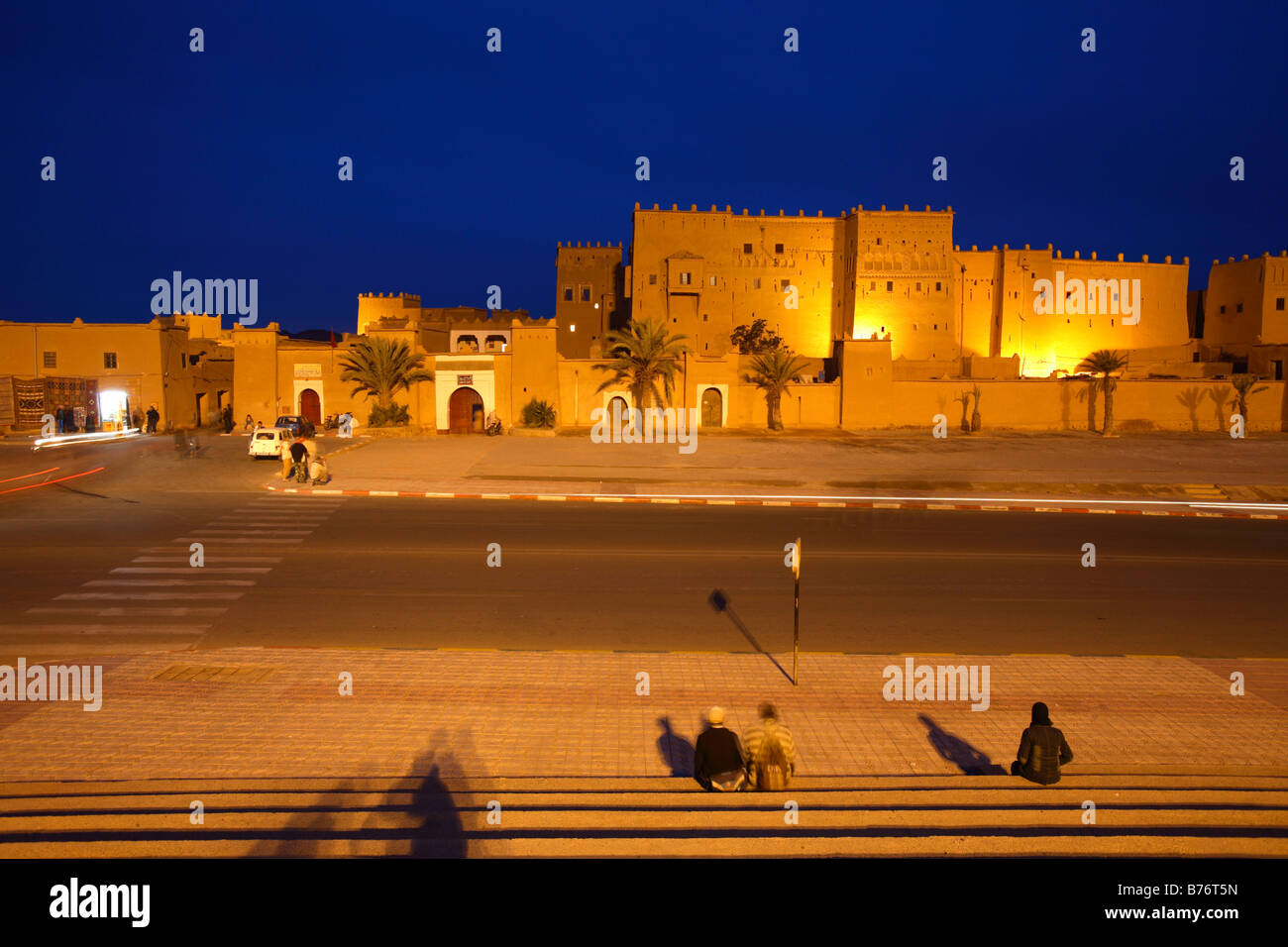 Taourirt au crépuscule, Ouarzazate, Maroc Banque D'Images