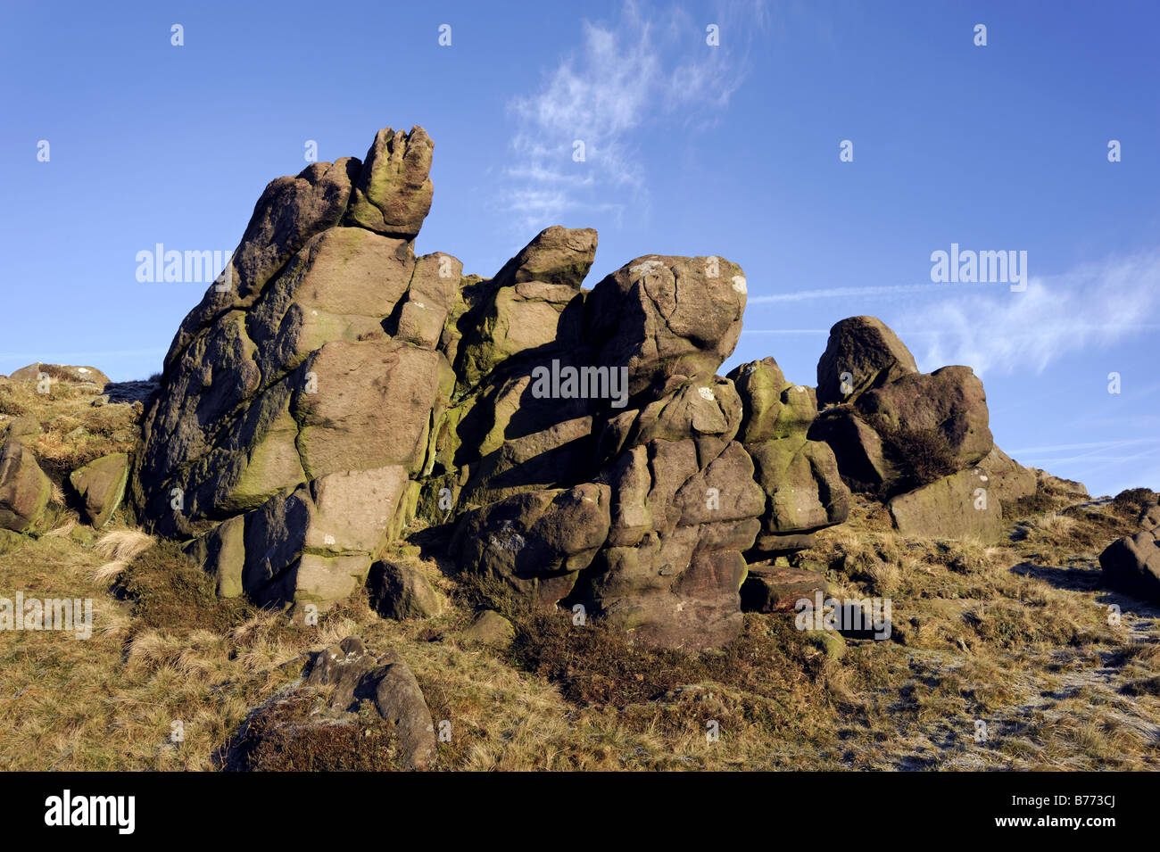 Au début de l'automne matin le long bord Ax, près du village de Flash, Peak District National Park, Royaume-Uni Banque D'Images