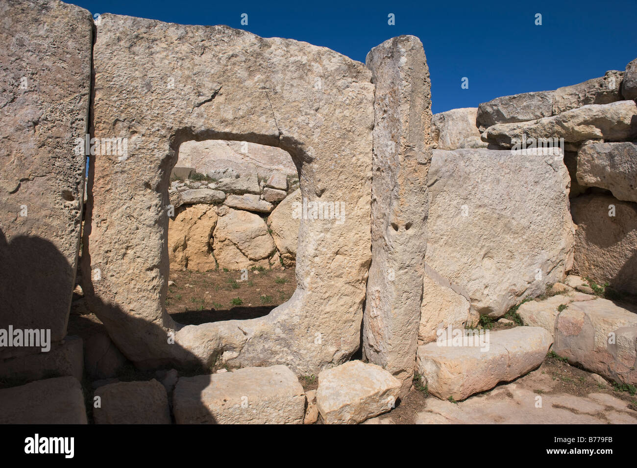 Hagar Qim, temple mégalithique, Malte Banque D'Images