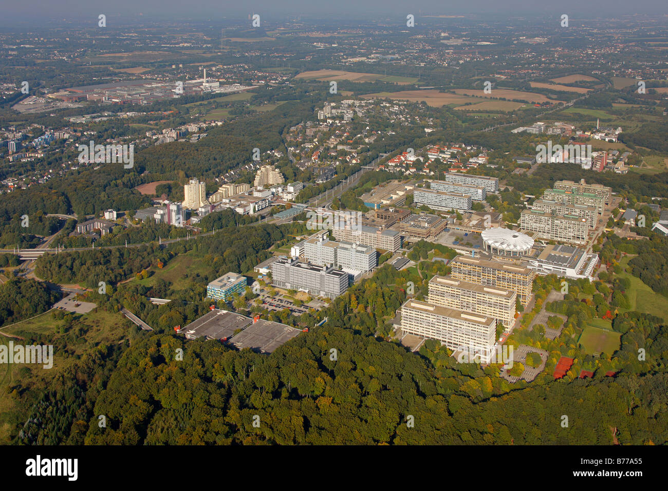 Photographie aérienne, Centre de la biomédecine à l'Université de la Ruhr, frotter, de la Ruhr, Bochum, Rhénanie du Nord-Westphalie, Allemagne, Banque D'Images