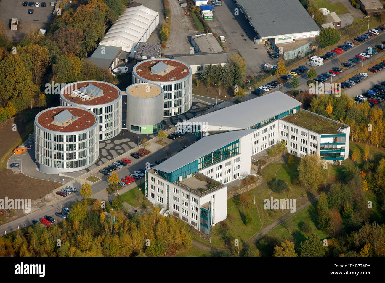 Photographie aérienne, Fès, centre de recherche et développement, Université de Witten Herdecke, Witten, au nord de la Ruhr, en Rhine-West Banque D'Images
