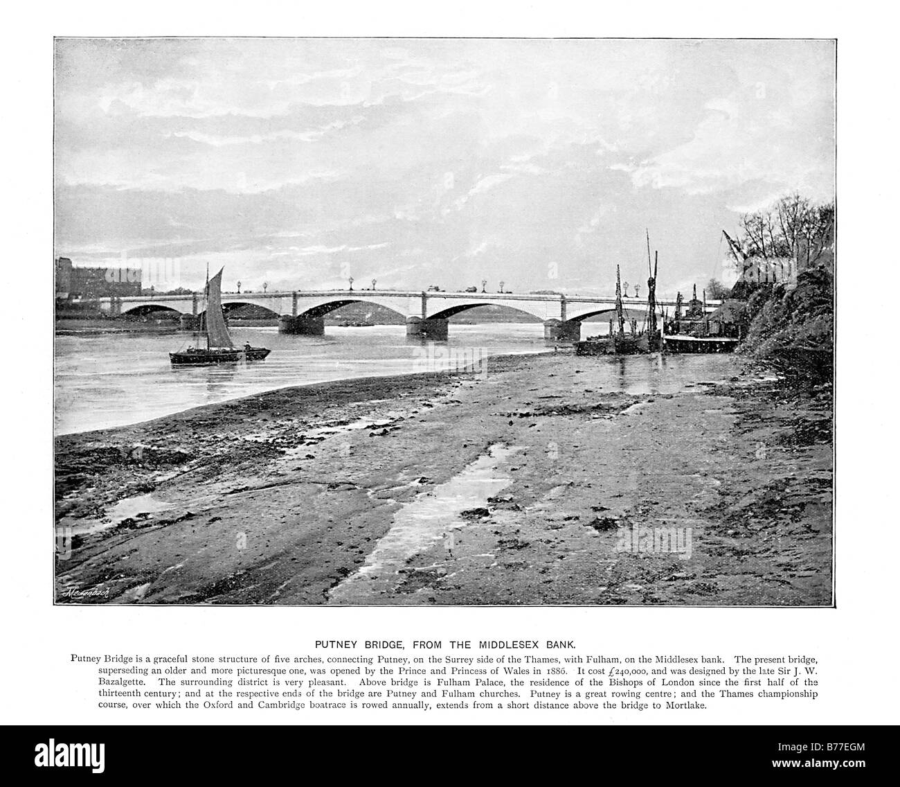 Putney Bridge 1900 Photo de la traversée de la Tamise a ouvert ses portes en 1885 entre Fulham et Putney Banque D'Images