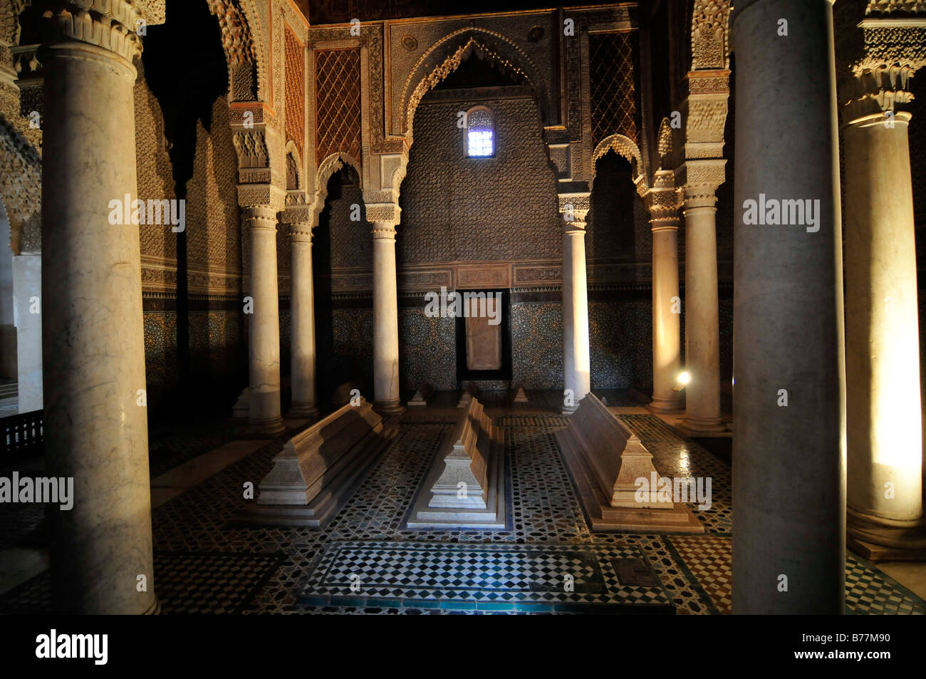 Tombe du Sultan Saadien Moulay Ahmed al-Mansur, Tombes Saadiennes dans la médina de Marrakech, Maroc, Afrique Banque D'Images