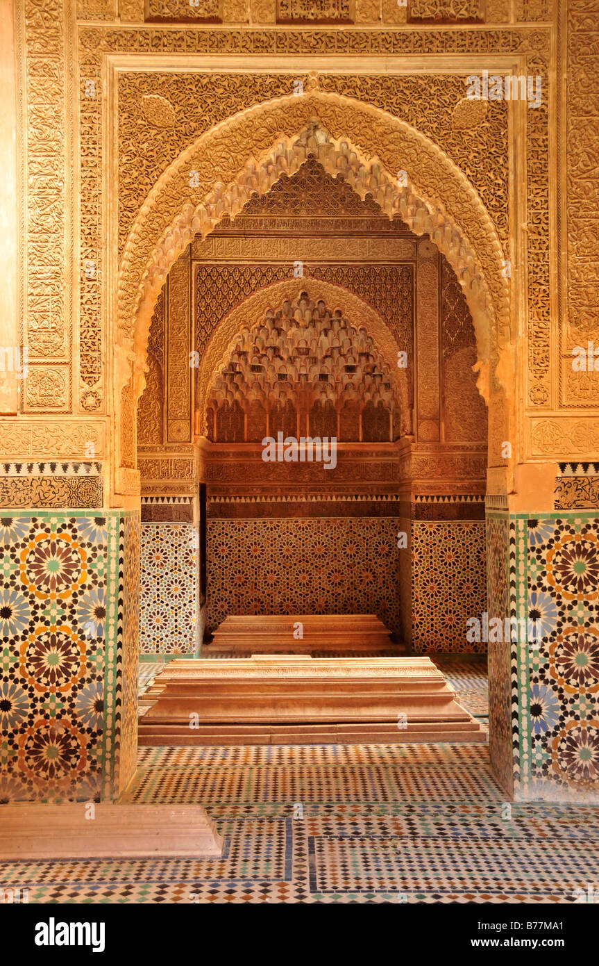 Tombe du Sultan Alaouite Moulay El Yazid, 1790-1792, Tombes Saadiennes dans la médina de Marrakech, Maroc, Afrique Banque D'Images