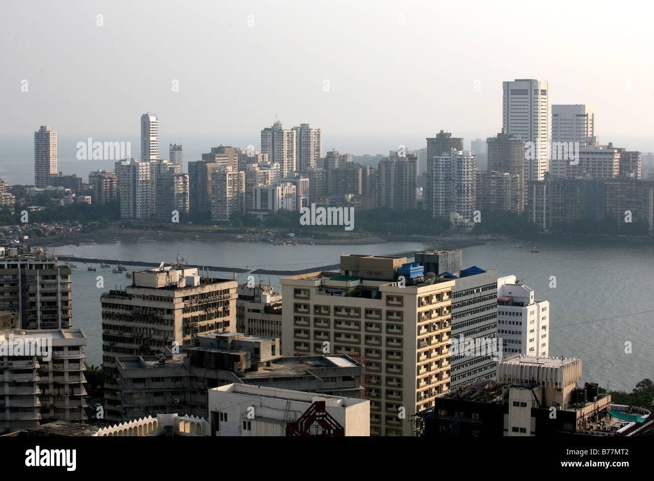 Vue aérienne de Marine Drive le collier de la Reine ; Bombay Mumbai Maharashtra ; Inde ; Banque D'Images