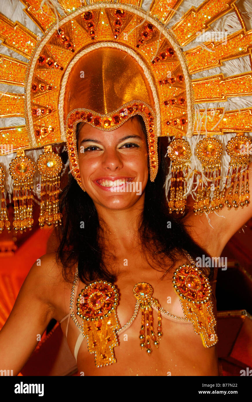 Danseuse au carnaval de Gualeguaychú, Province d'Entre Ríos, en Argentine, en Amérique du Sud Banque D'Images