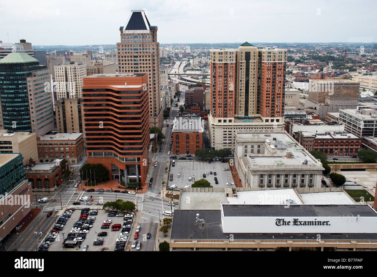 Vue vers le nord depuis le sommet de l'Organisation mondiale de la 27e étage World Trade Center Baltimore Maryland Banque D'Images