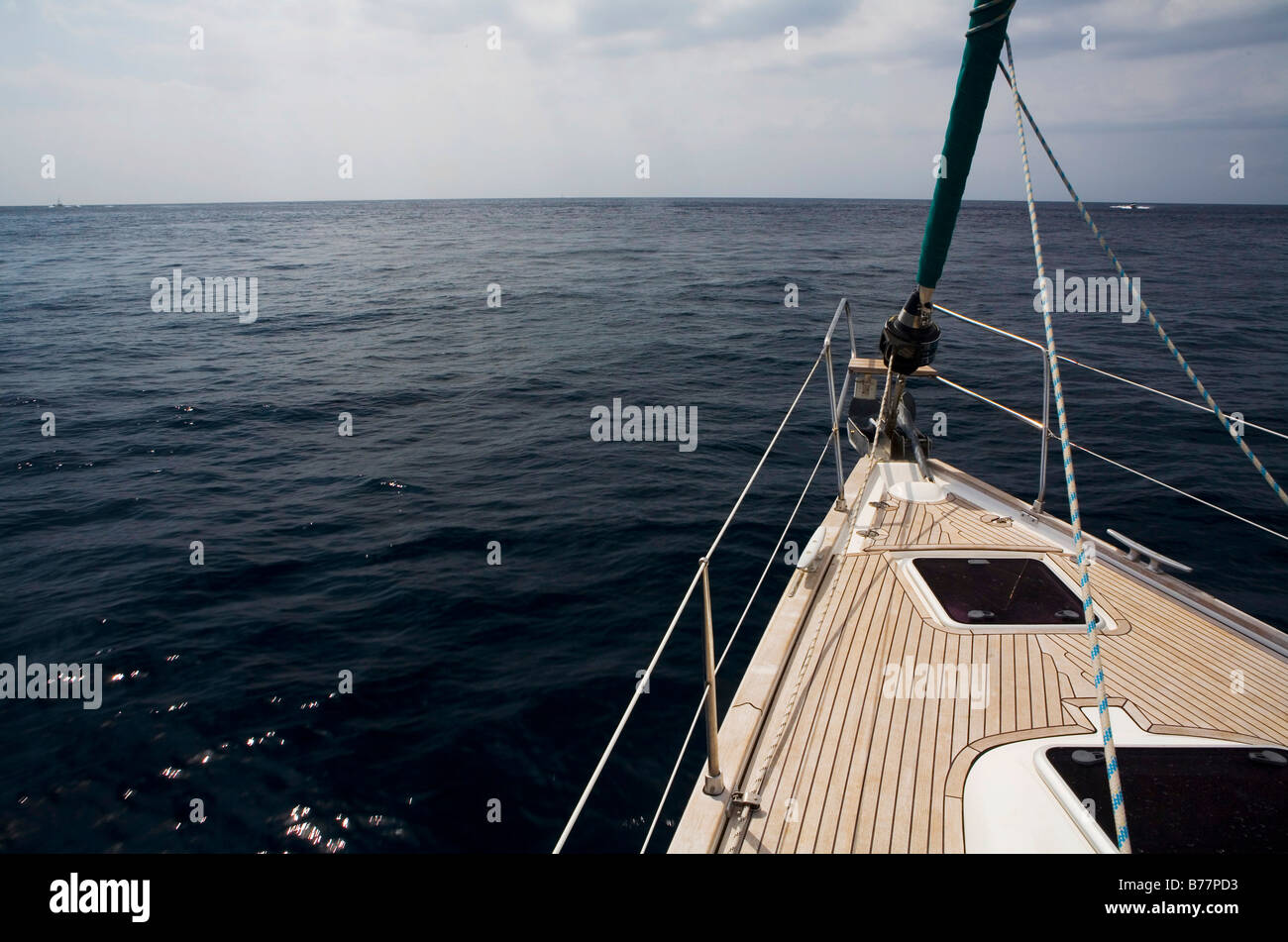 Yacht, détail, voile voyage, Mer Méditerranée Banque D'Images