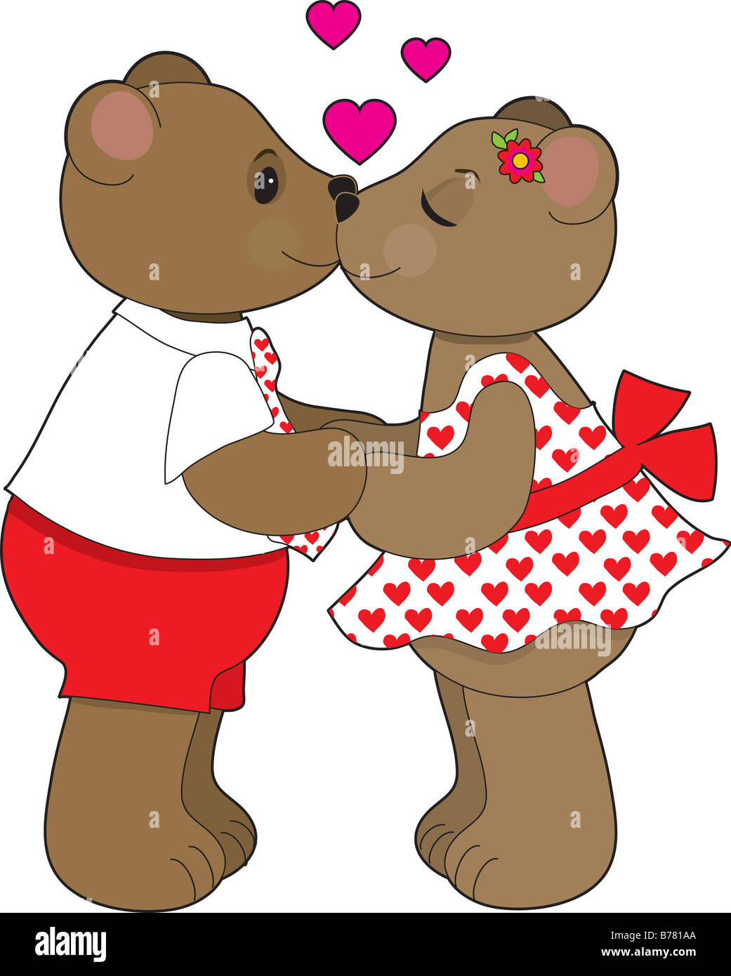 Un couple d'ours partageant un baiser Banque D'Images