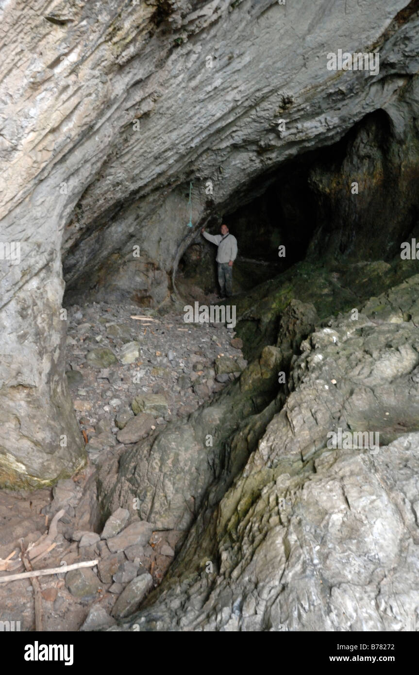 Intérieur grotte Grotte Paviland Gower West Glamorgan Wales UK Europe Banque D'Images