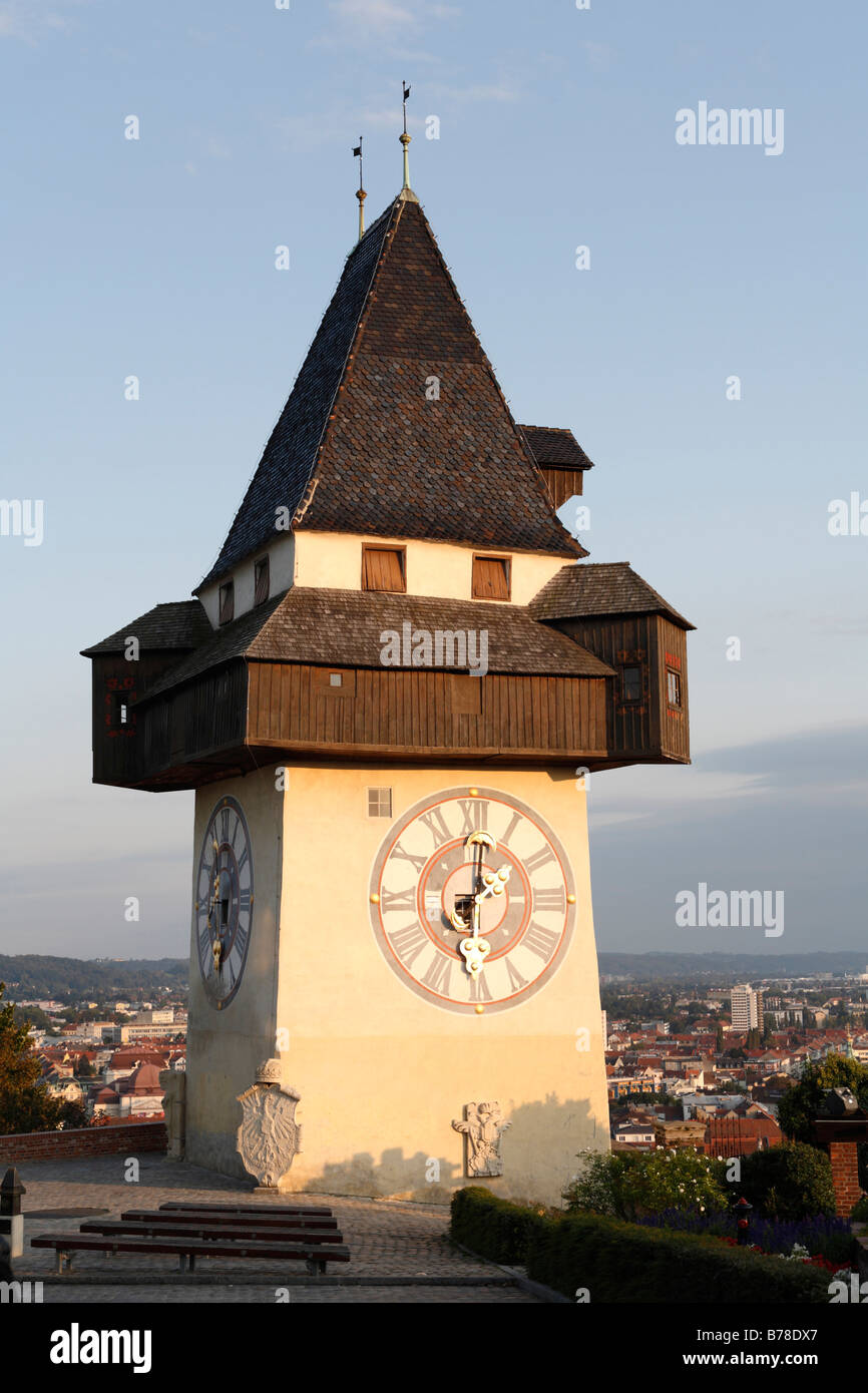 Tour de l'horloge sur le Schlossberg, Castle Mountain, Graz, Styria, Austria, Europe Banque D'Images