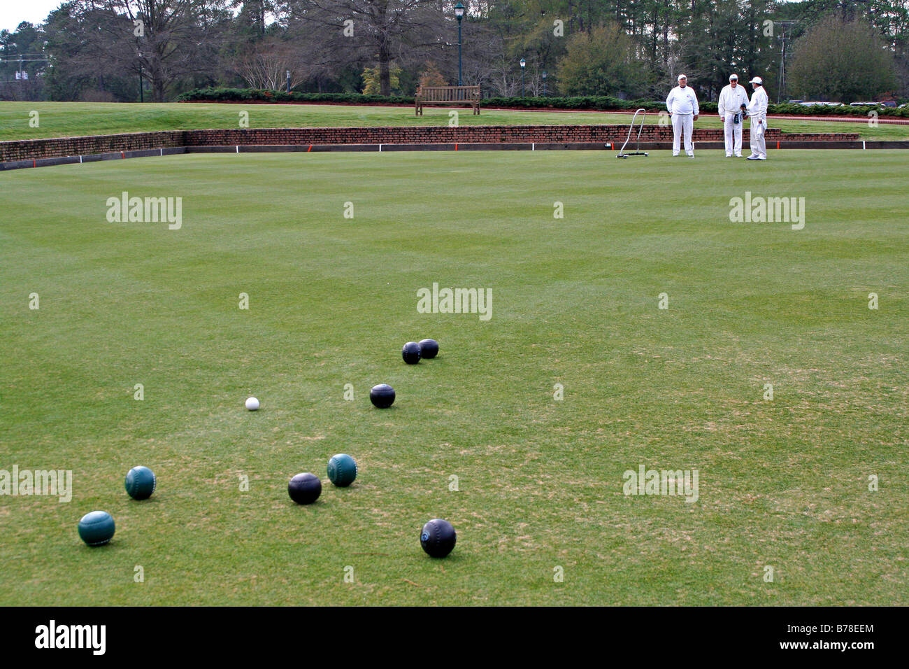 Les hommes de Pinehurst Golf Club de boulingrin de Caroline du Nord. Banque D'Images