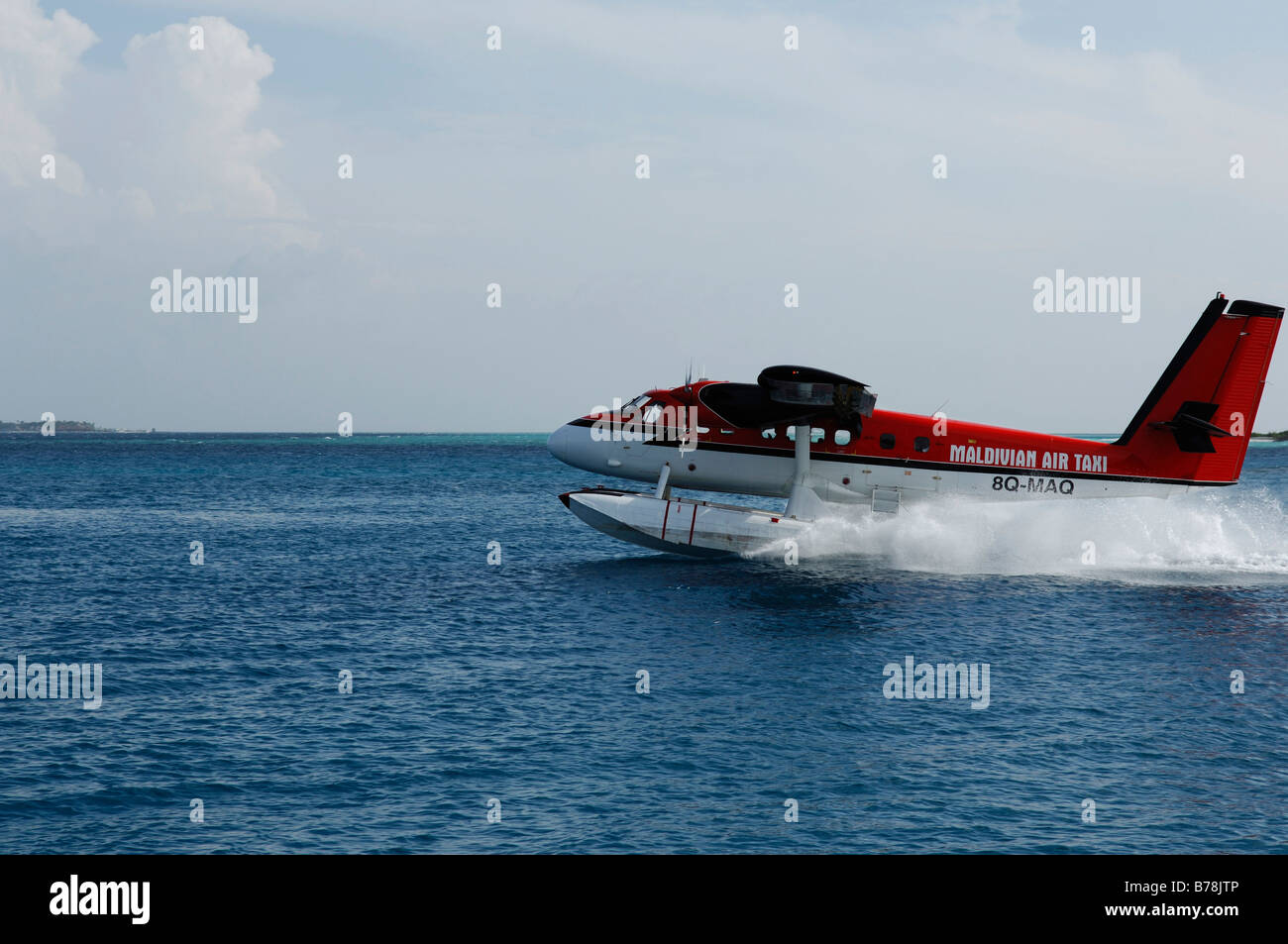Taxi d'eau, hydravion, Laguna Resort, les Maldives, l'Océan Indien Banque D'Images