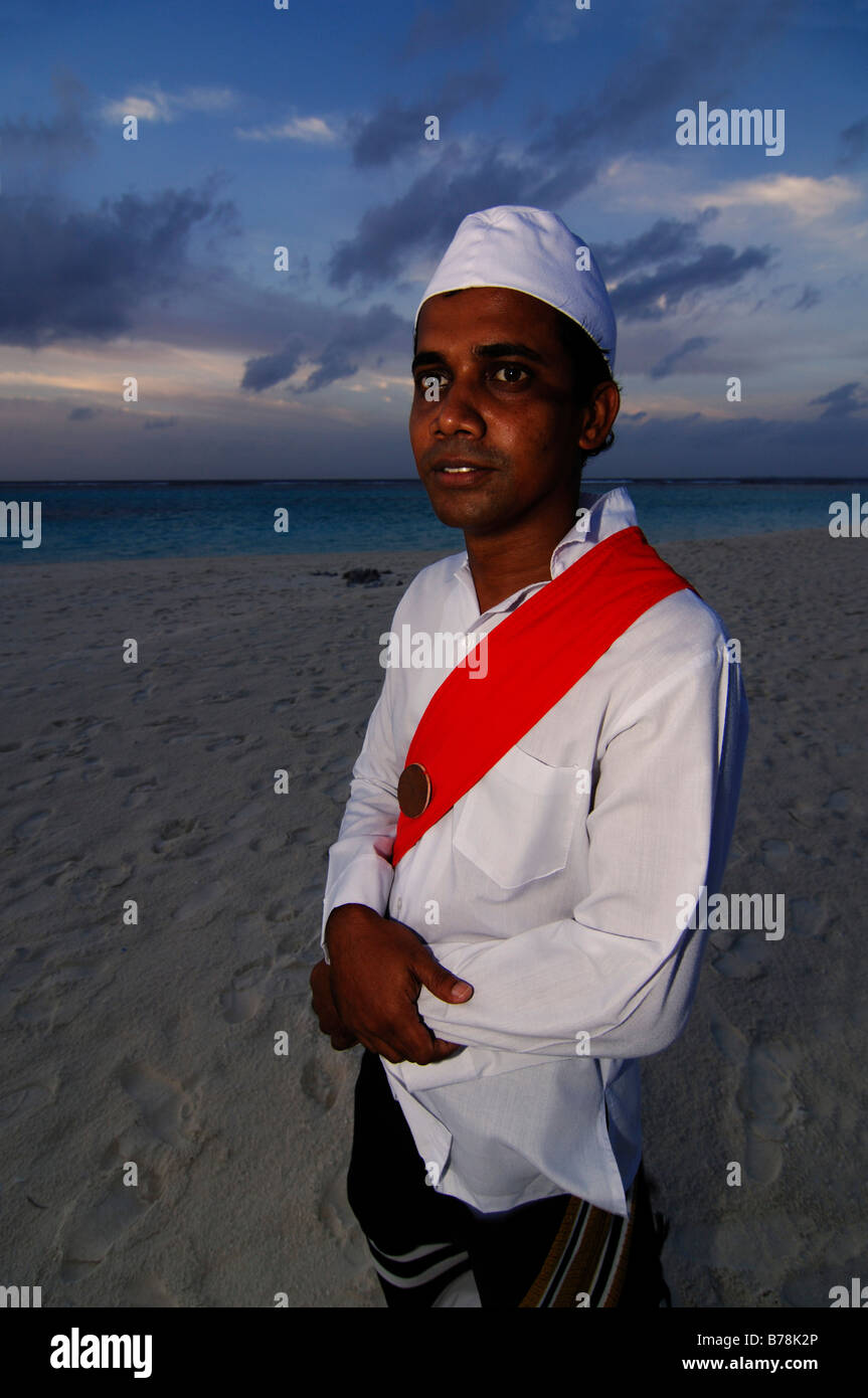 Accompagnateur, Laguna Resort, les Maldives, l'Océan Indien Banque D'Images