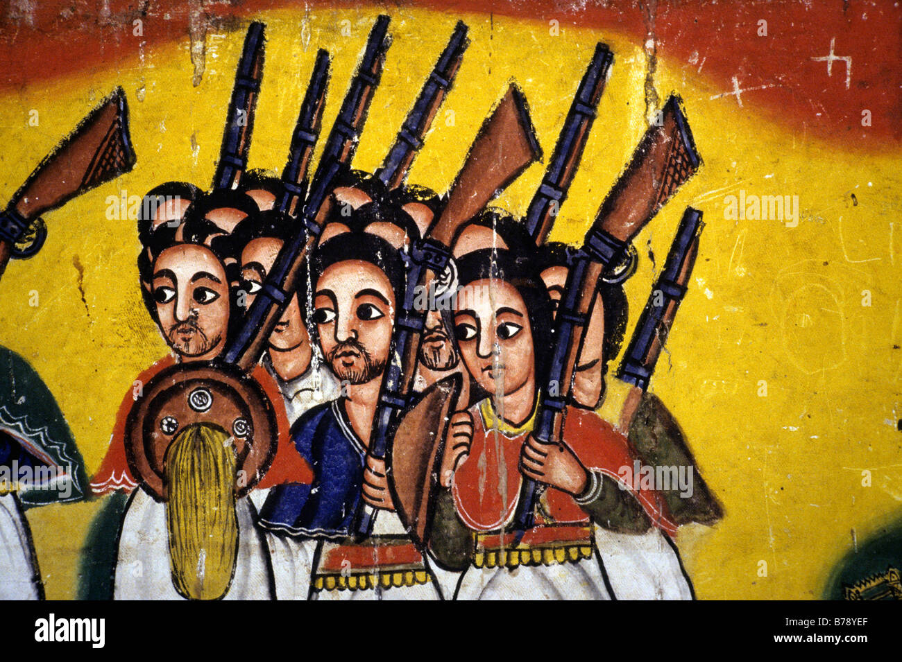 La peinture religieuse dans une église copte Banque D'Images