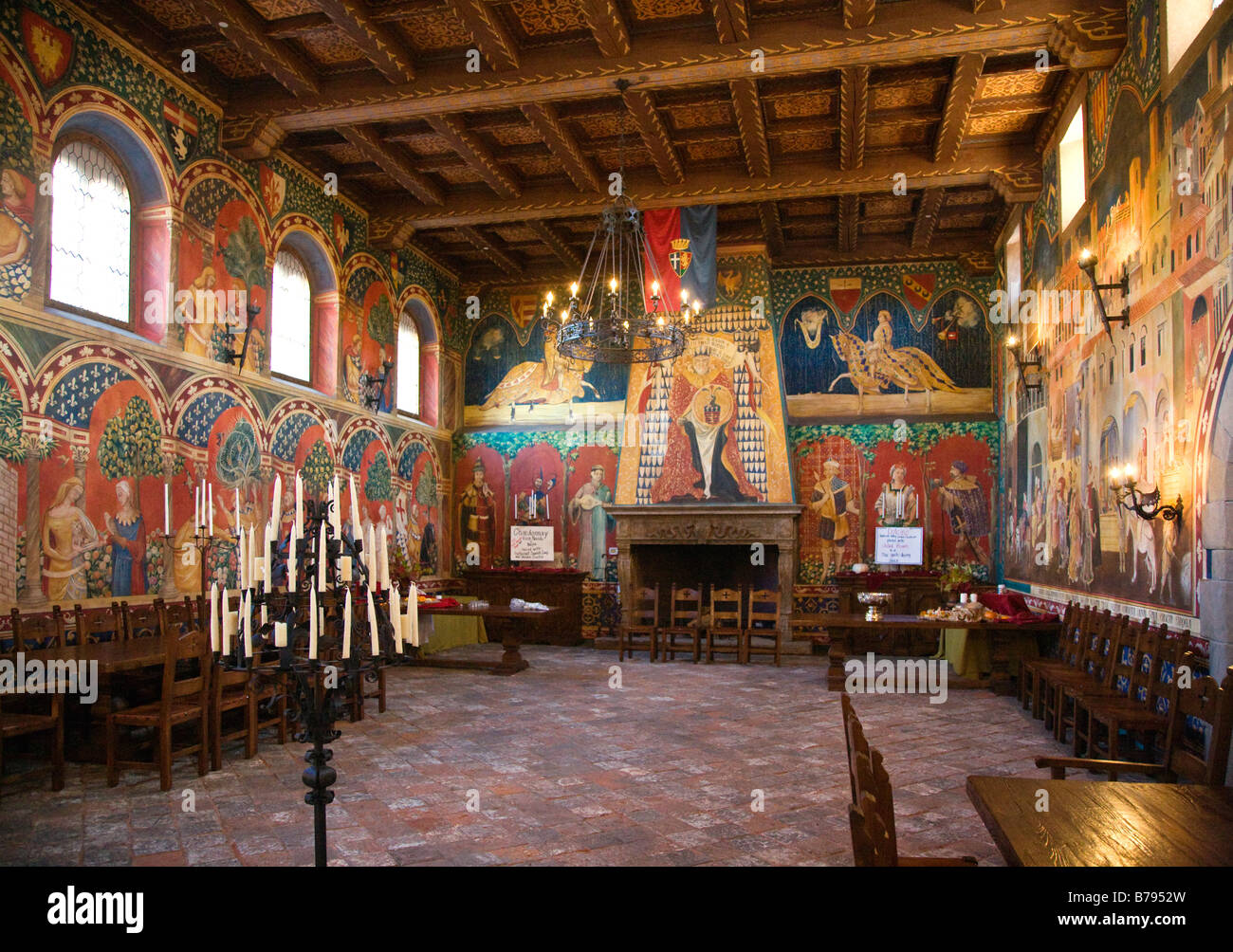 Une salle de banquet au CASTELLO DI AMAROSA un vignoble situé dans un château italien près de CALISTOGA NAPA VALLEY CALIFORNIE Banque D'Images