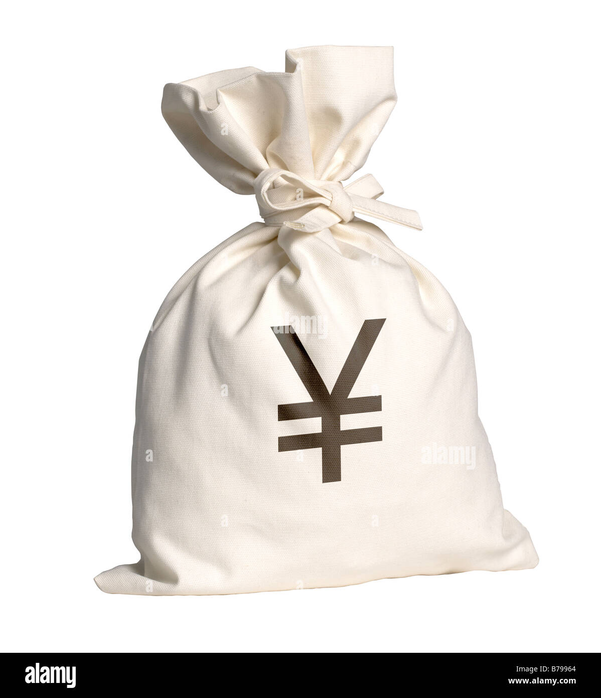 De l'argent sac avec Yen symbol Banque D'Images
