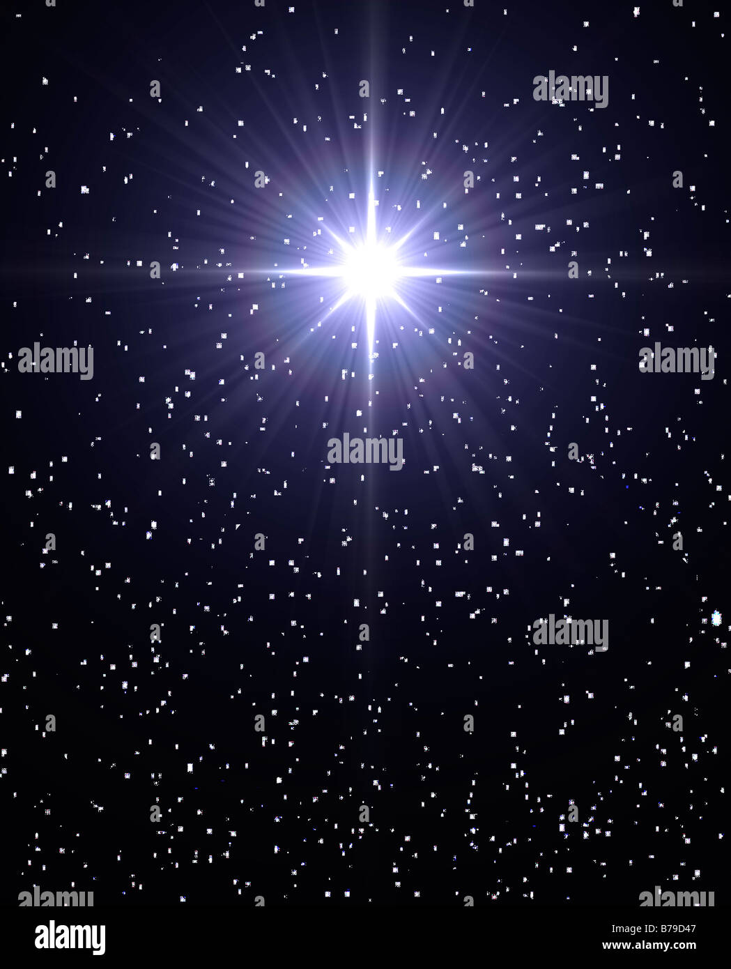 Vue nocturne de fiery générée par ordinateur star burst explosion Banque D'Images