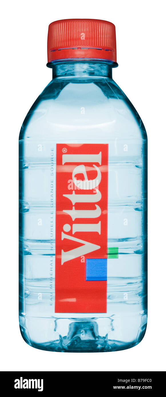 Bouteille d'eau minérale Vittel Banque D'Images