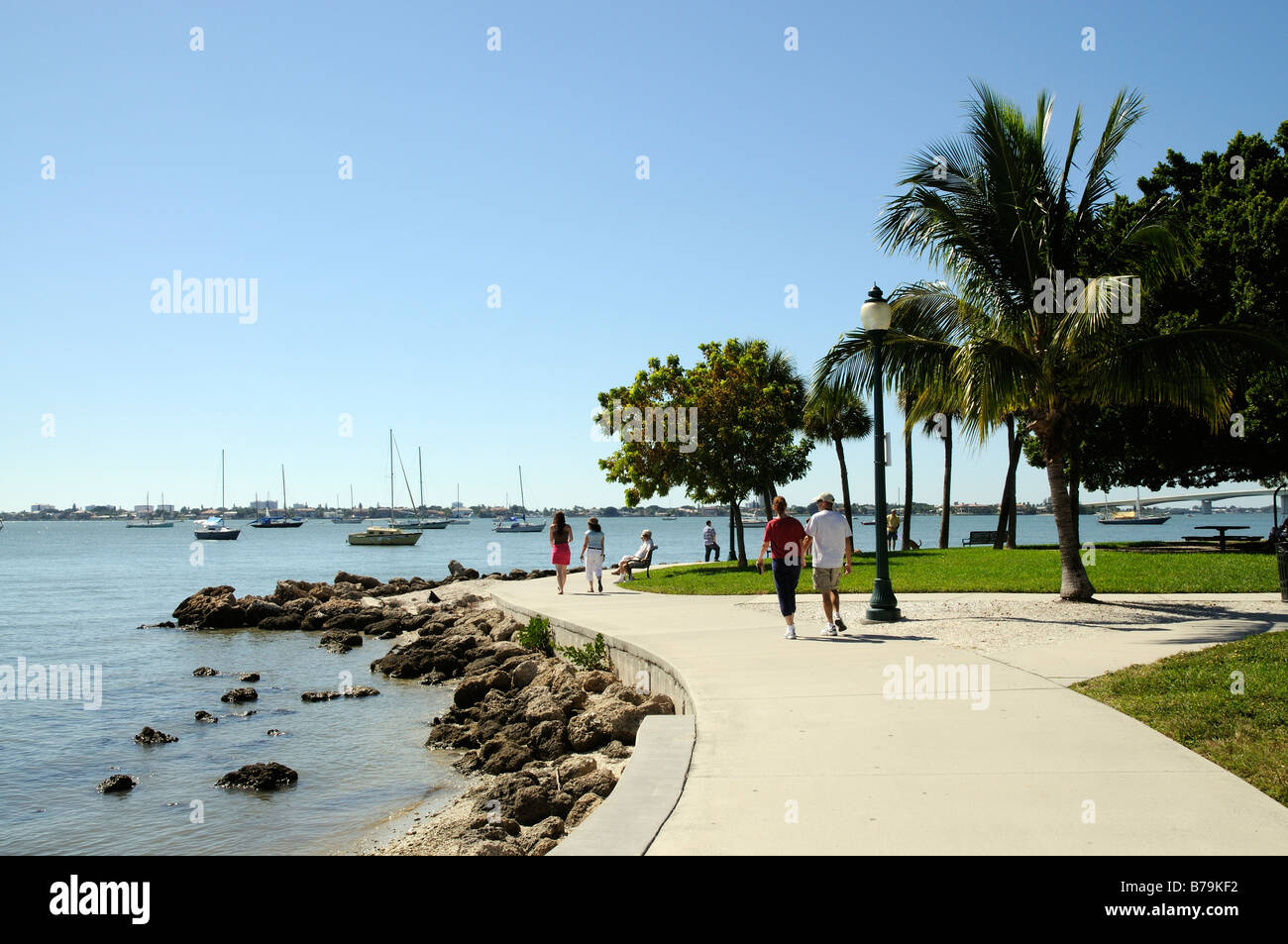 Parc et jardins au bord de l'un de Sarasota zone bayside holiday et vacation resort Gulf Coast Florida USA Banque D'Images