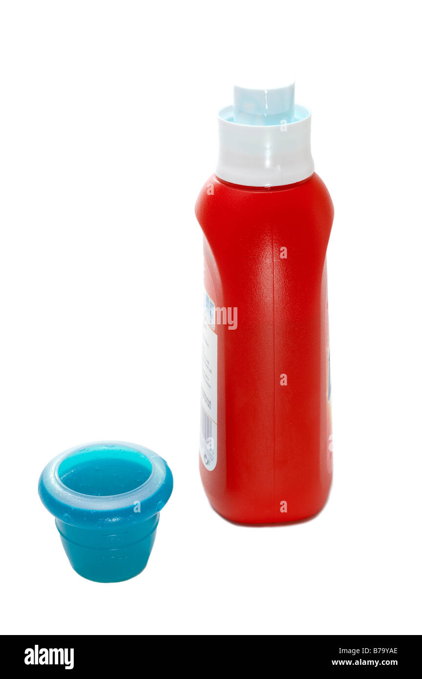 Lessive liquide biologique automatique contenant et de mesure en plastique contenant du liquide de la pac Banque D'Images